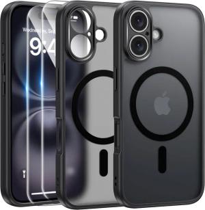 ETUI DO MAGSAFE CZARNY MAT DO APPLE IPHONE 16 + 2x SZKŁO