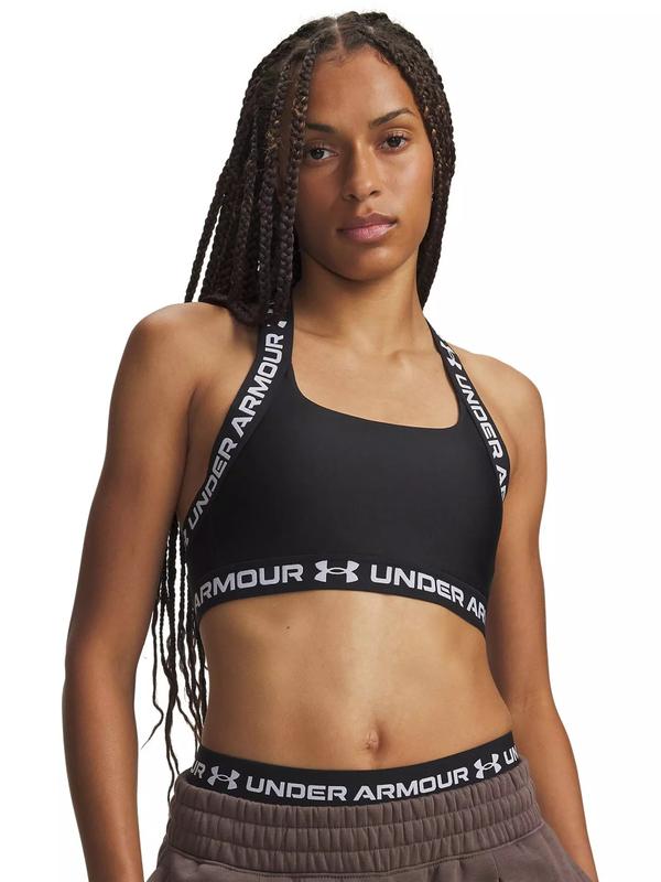 Under Armour HeatGear Mid T-Back damski biustonosz sportowy średnie wsparcie czarny (S)