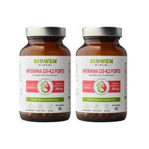 Zestaw 2x Biowen Witamina D3+K2 Forte 12000iu 60kaps KOŚCI ZĘBY !