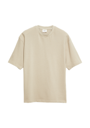 Bawełniany T-shirt o prążkowanej strukturze i nowoczesnym kroju