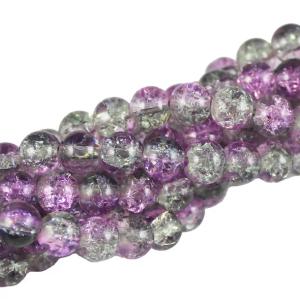 Koraliki SZKLANE CRACKLE 8mm SZNUR 52szt dwubarwne