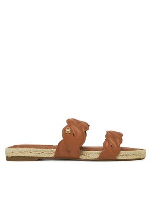 Tommy Hilfiger Espadryle Leather Rope Espadrille Mule FW0FW08503 Brązowy