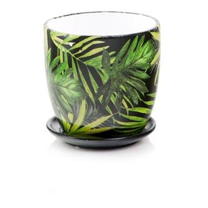 Donica ceramiczna z podstawkiem 20 cm zielony