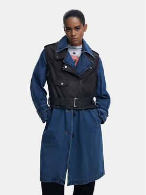 Desigual Płaszcz z imitacji skóry Denimbike 25WWEW52 Niebieski Regular Fit