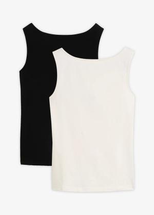 Tank top z dekoltem łódką, 2 szt.