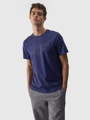 4F koszulka męska sportowa t-shirt bawełniany M1844 niebieski (S)