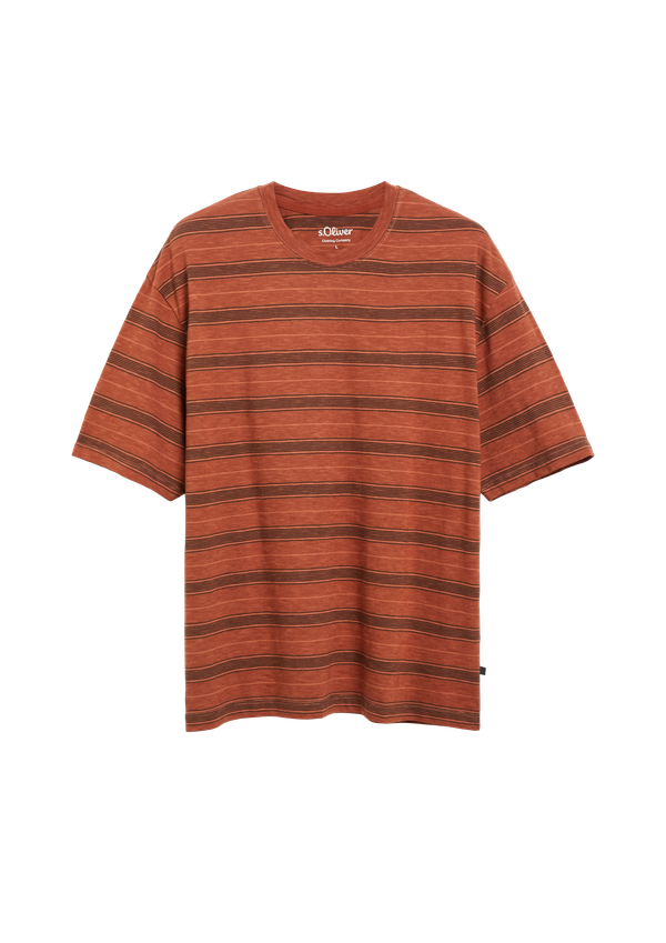 T-shirt w prążki Modern Fit barwiony po uszyciu