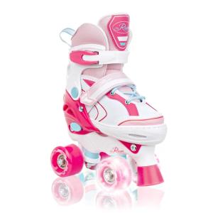 Wrotki Regulowane RAVEN Lia Pink 34-37 Kółka LED