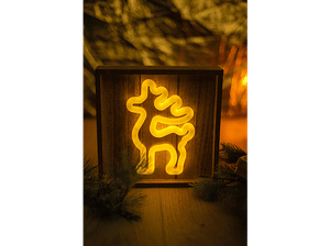Neon FOREVER TF1 Wood Frame LED Renifer biały ciepły FLNW01