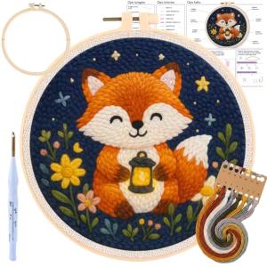 HAFT PĘTELKOWY ZESTAW DO HAFTOWANIA HAFTU GOTOWY WZÓR DIY PUNCH NEEDLE LIS